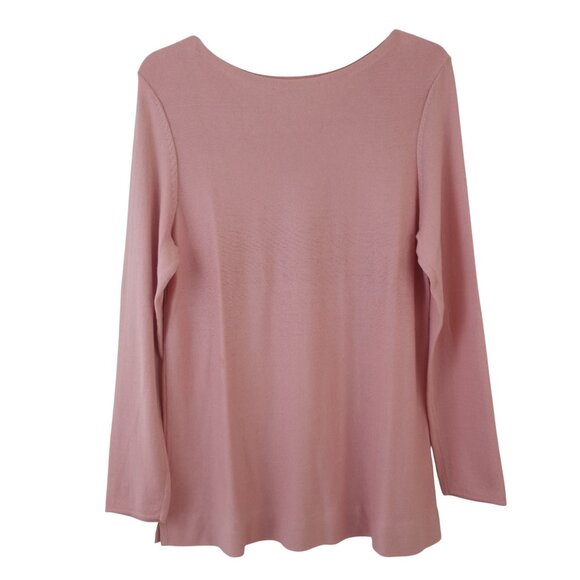 J Jill Boat Neck Long Sleeve Pink Cotton Blend Tunic Sweater - Picture 1 of 5